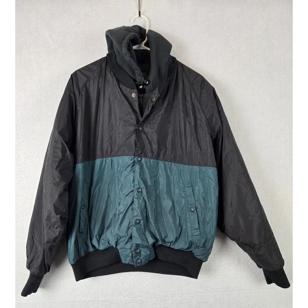 Cabelas Hoodie Windbreaker Jacket Size L Nylon Green Black